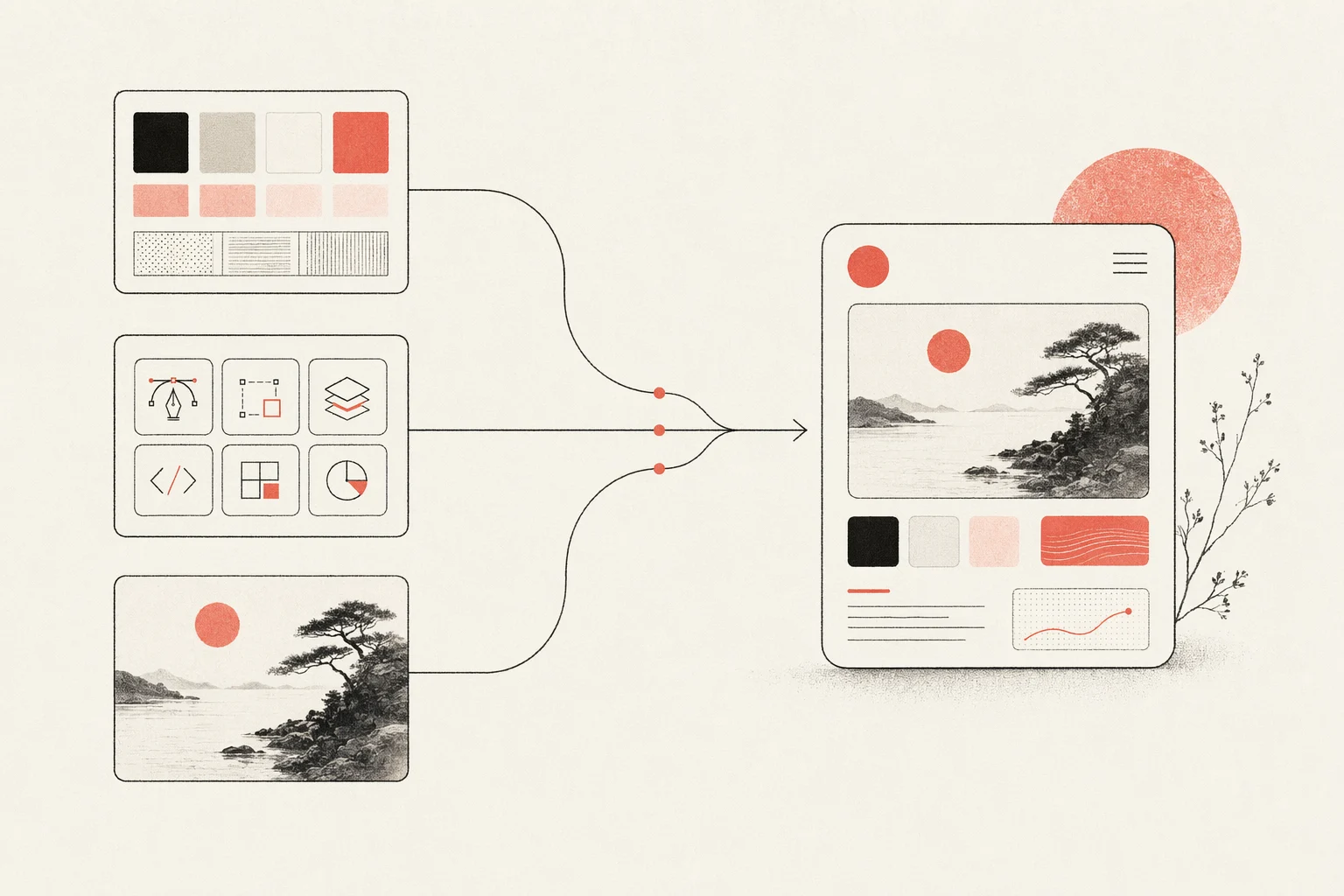Design system, skill, and reference converging into good design output