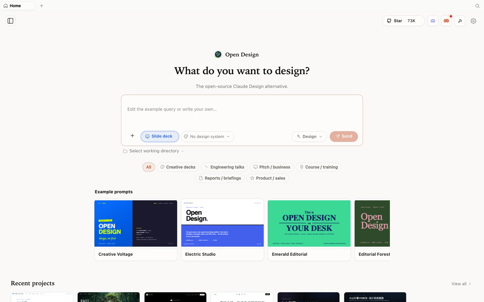 Open Design'ın slayt sunumu oluşturma aracı.